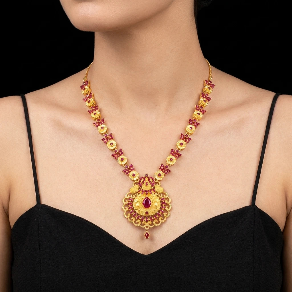Stone Necklace With Hanging Stud PSNS31R-035, PSHST154R-041