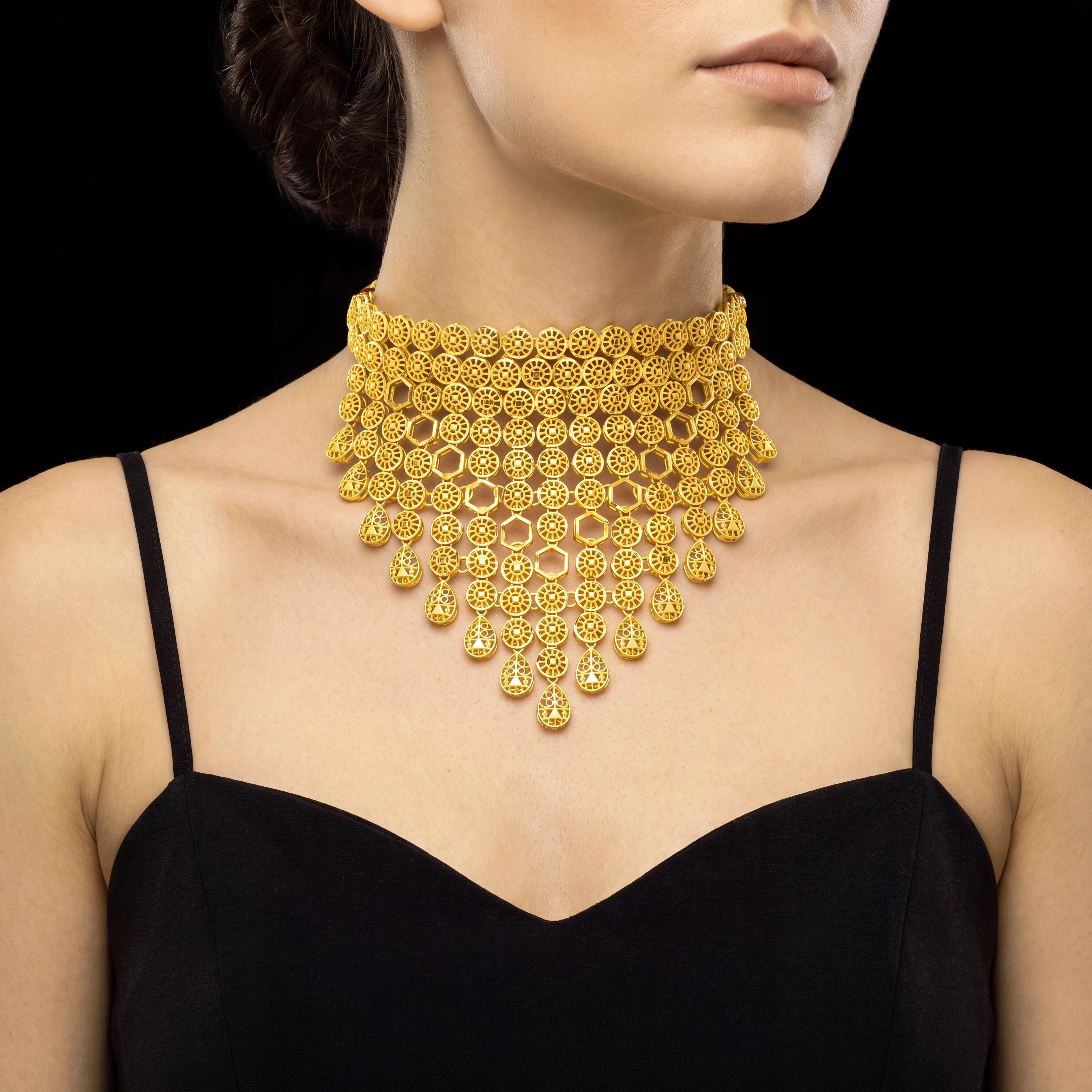 Golden Necklace Short with Golden Stud PGNS8-0301, PGHST88-061
