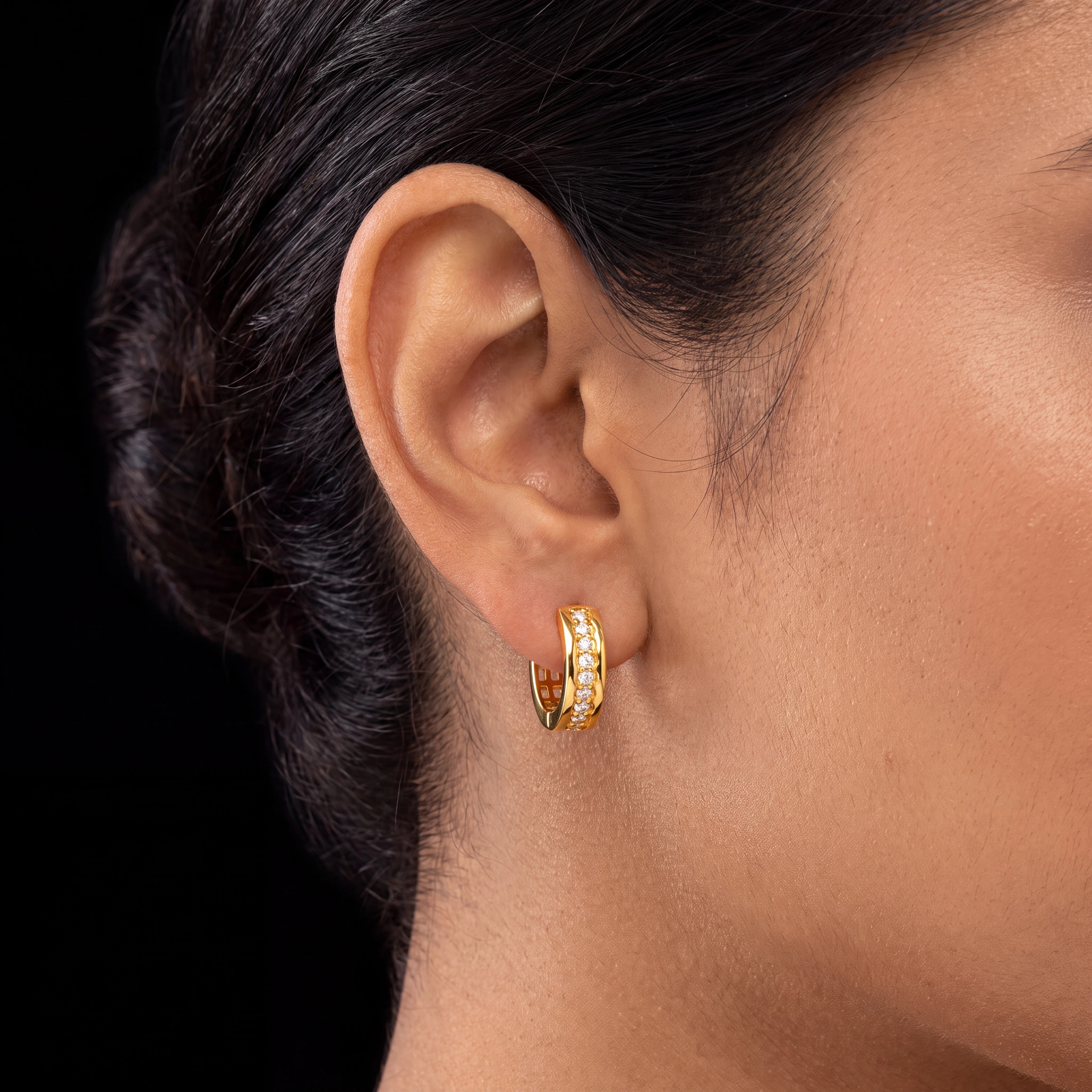 Stone Hoop Earring PSRST43W-001