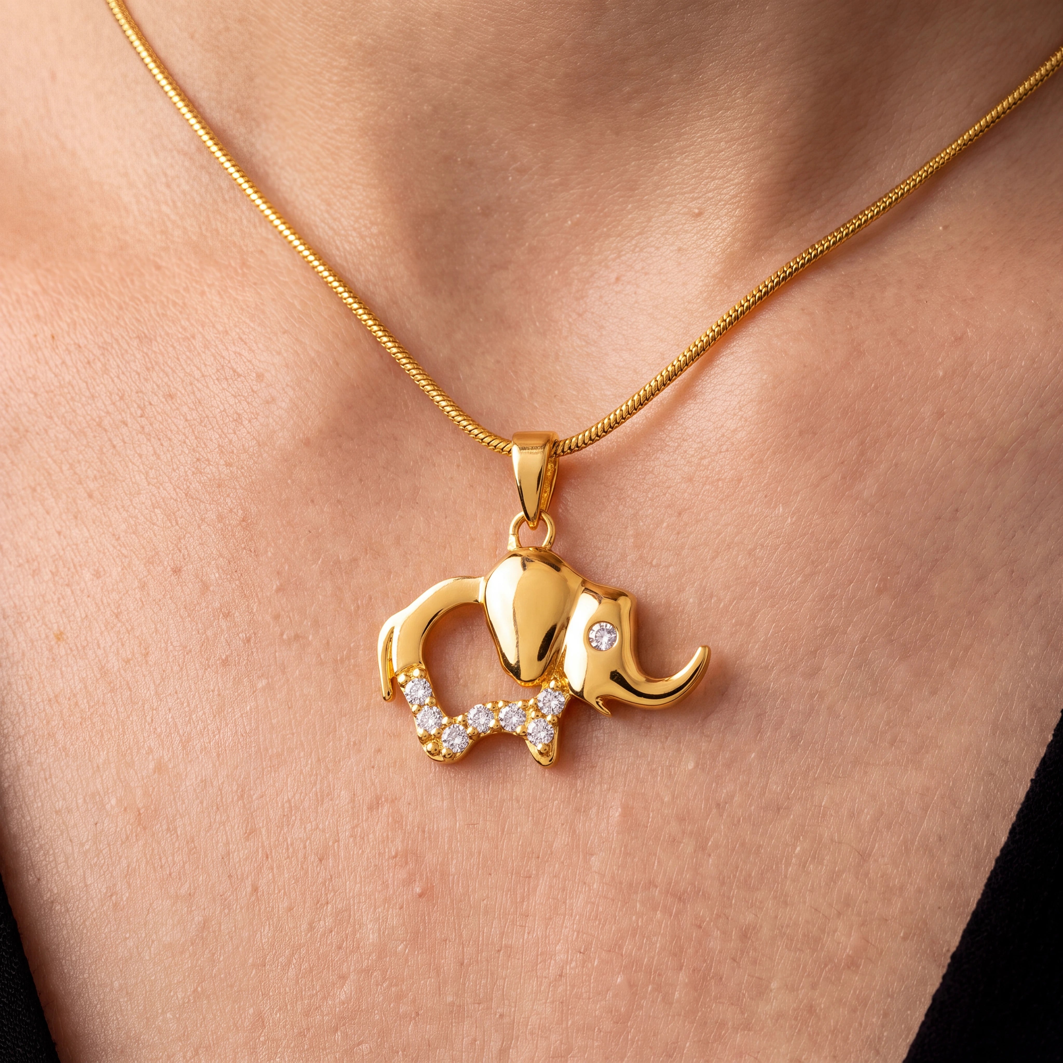 Gold Layered Elephant Pendant for Women | Lucky Elephant Charm Pendant PSLT18W-021