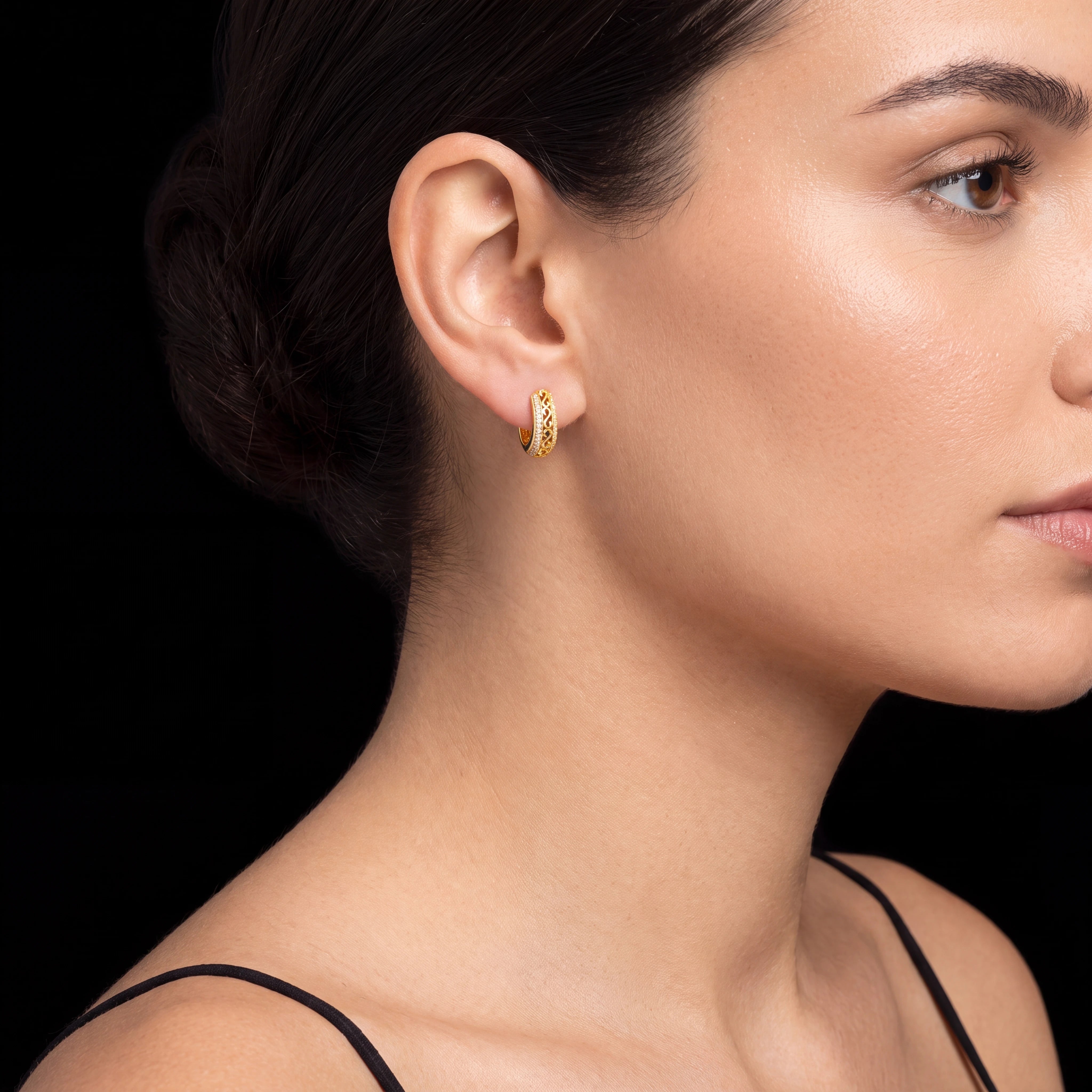 Stone Hoop Ring Stud PSRST2W-002