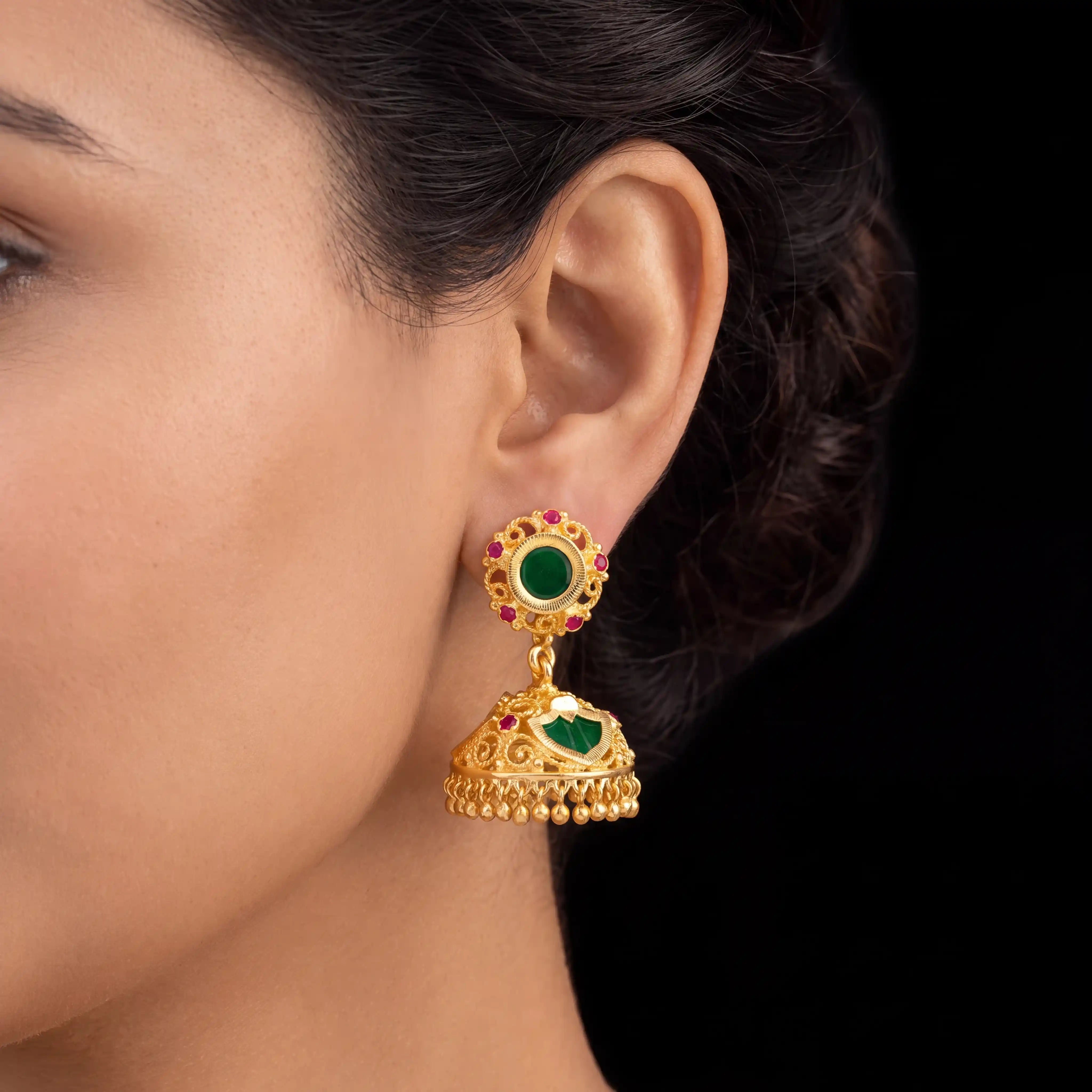 Palakka Green Stone Jimika Earring PSPKJSTPG39-094