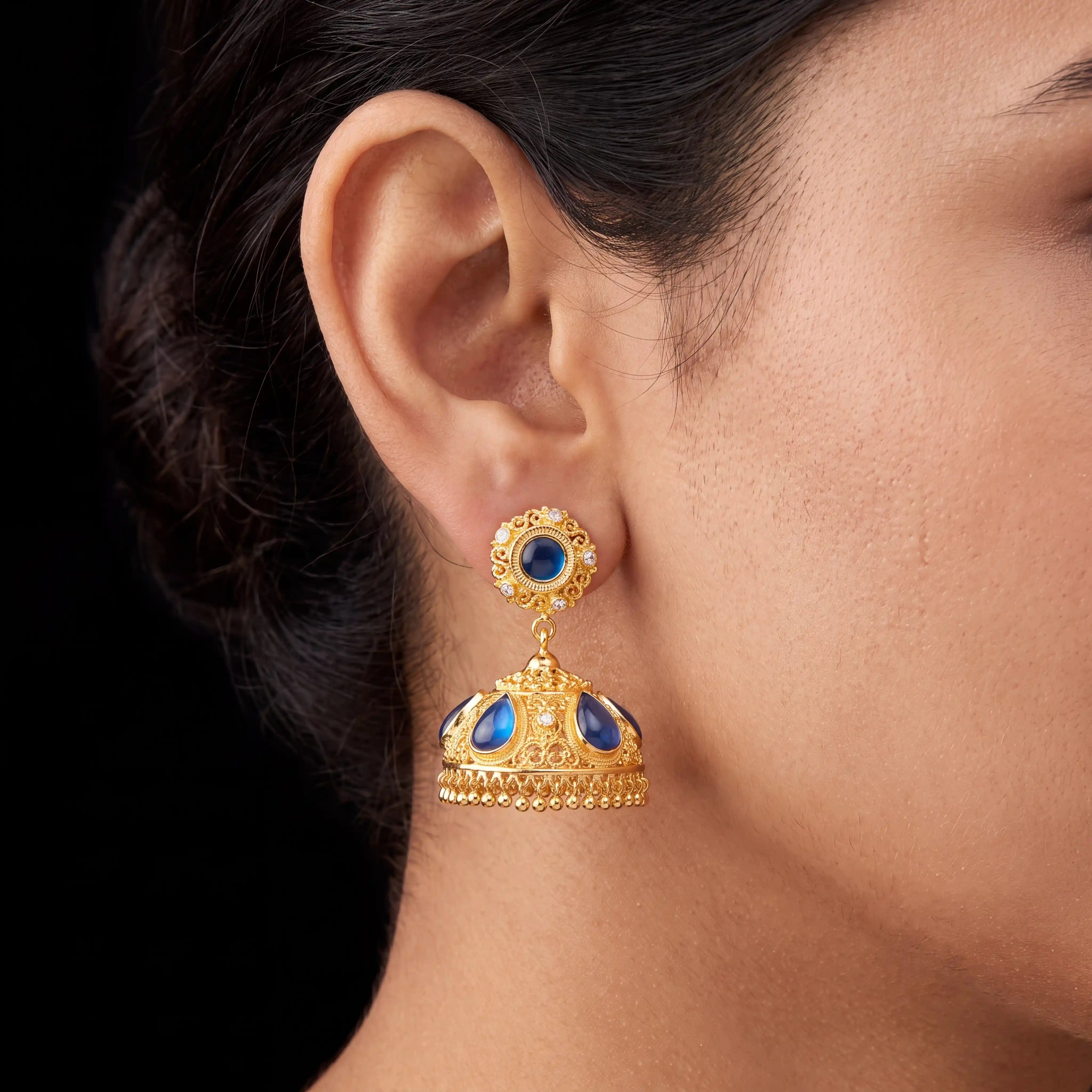 Palakka Blue Stone Jimika Earring PSPKJSTRBL23-095