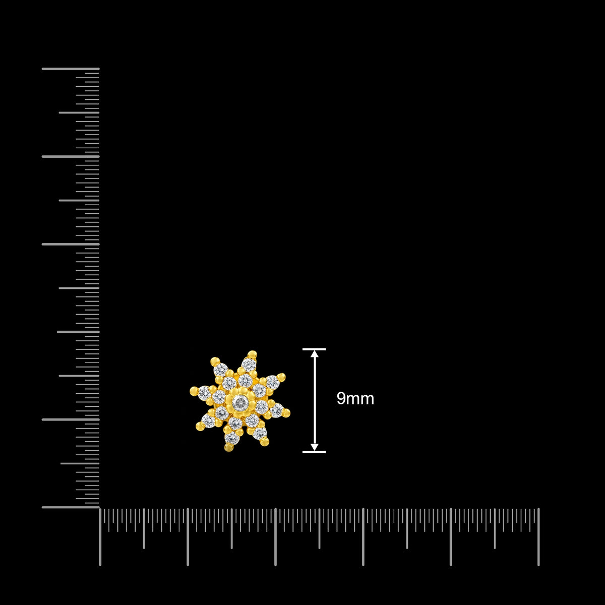 CZ Sun Ray Pave Sreshta Stud Gold Layered
