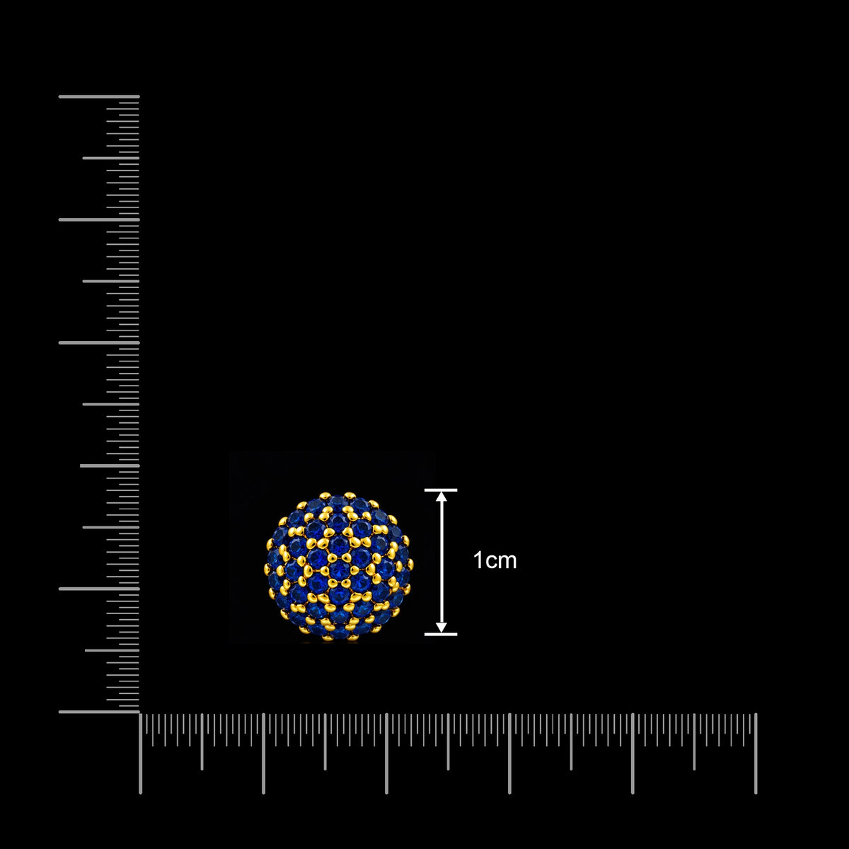 Blue CZ Pave Dome Ball Stud Gold Layered