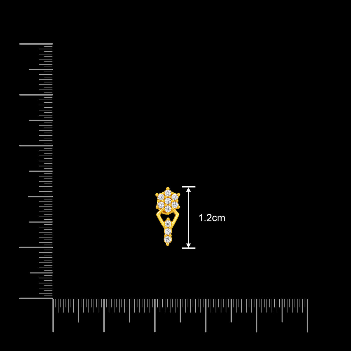 CZ Floret Diamond Drop Hanging Stud Gold Layered
