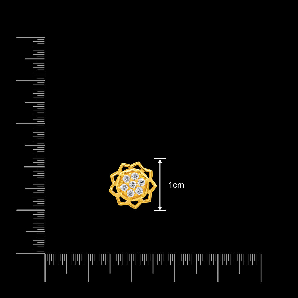 CZ Lotus Open Frame Cluster Stud Gold Layered