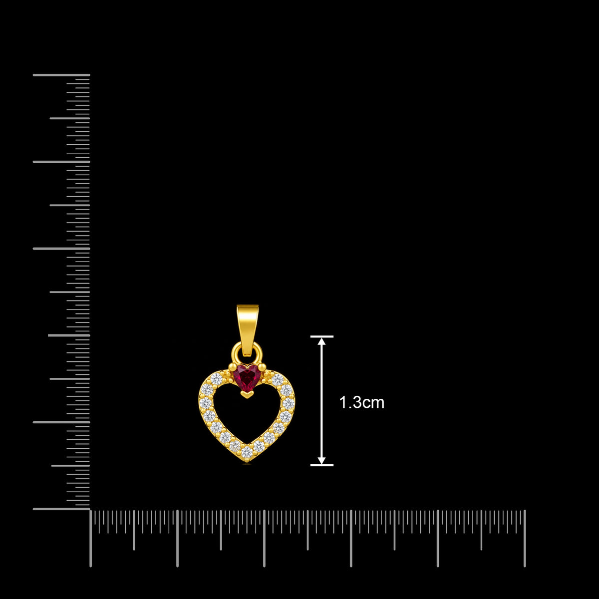 Premium Ruby Heart Open CZ Pendant Gold Layered