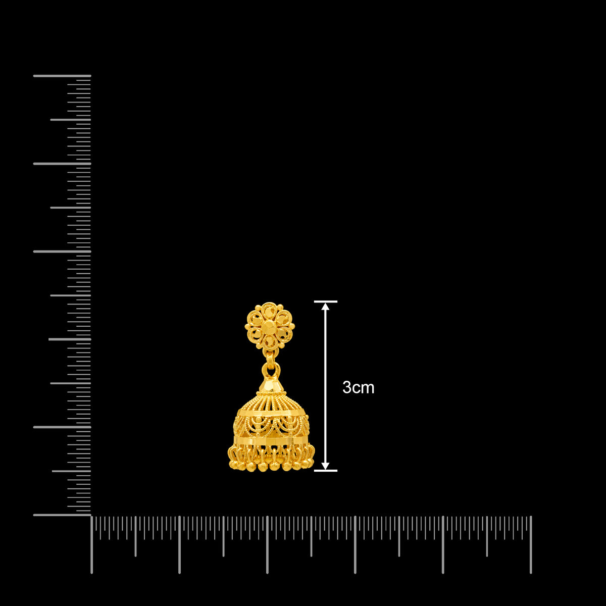 Floret Top Dome Fringe Jhumka Gold Layered