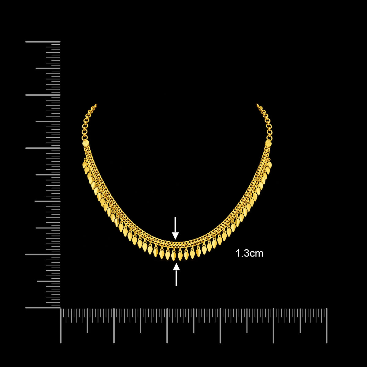 Leaf Fringe Woven Collar Necklace Gold Layered