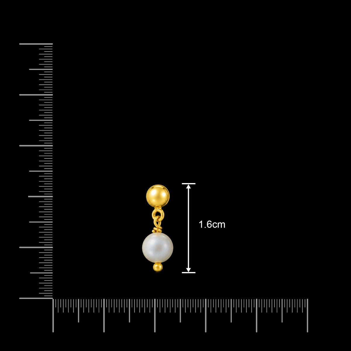Baby Pearl Ball Drop Hanging Stud Gold Layered