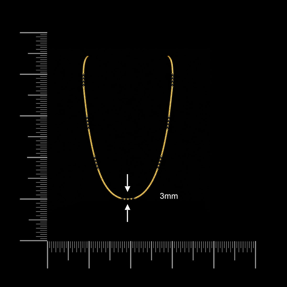 Black Bead Twin Line Karimani Mangalsutra Gold Layered