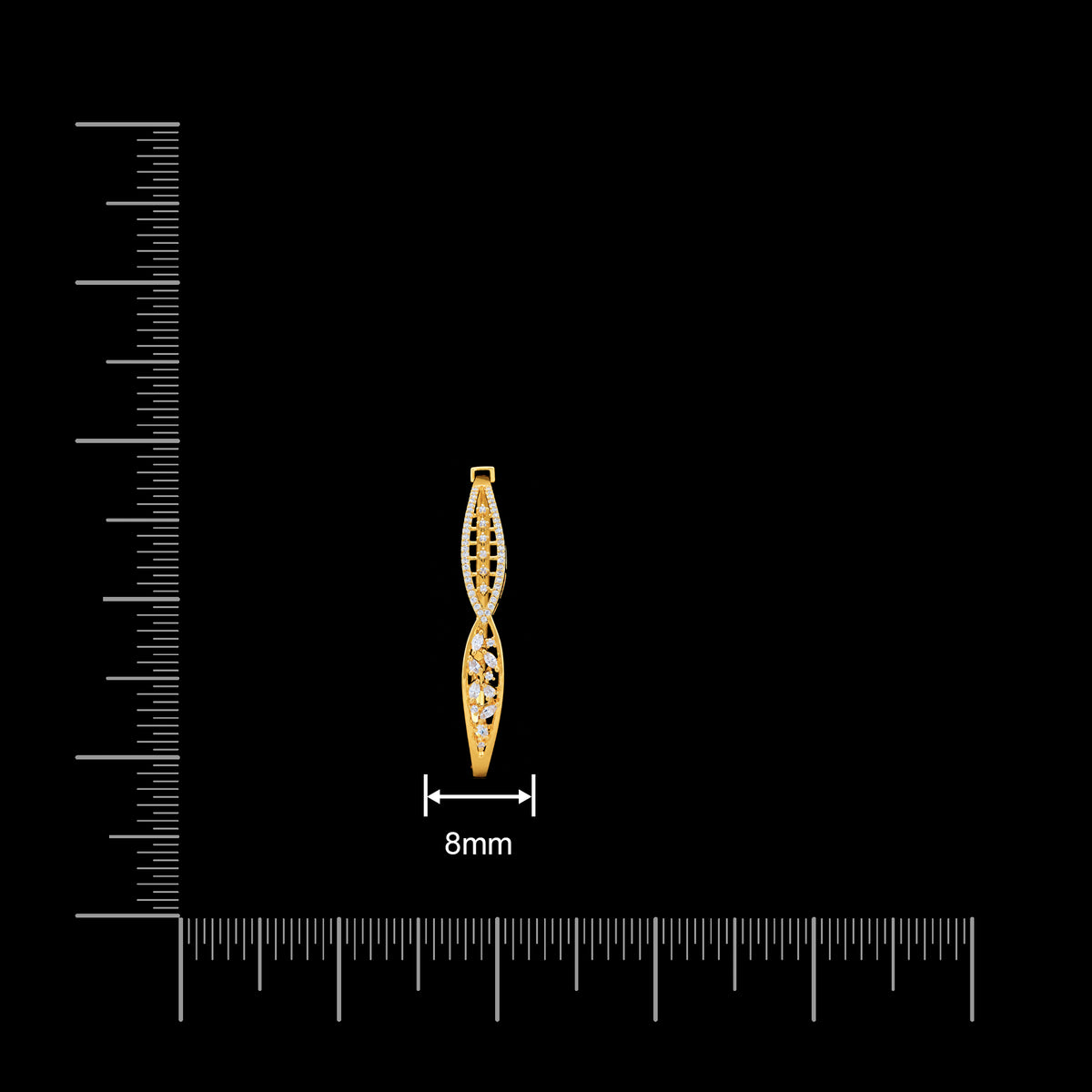 CZ Twist Marquise Leaf Stone Bracelet Gold Layered