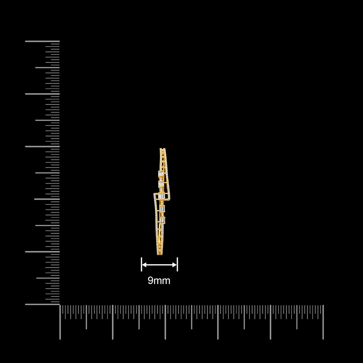 CZ Baguette Ladder Rail Stone Bracelet Gold Layered