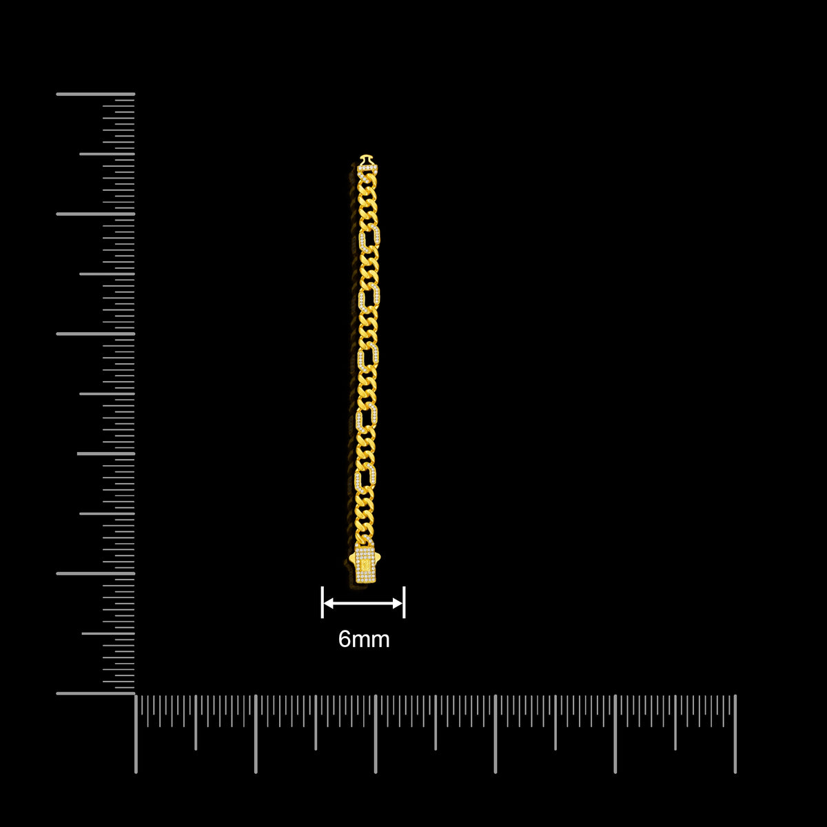 Pave Curb Link Gents Bracelet Gold Layered