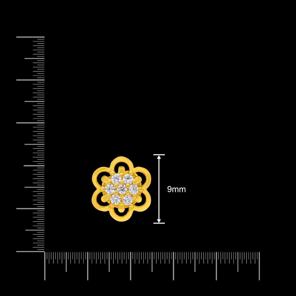 CZ Open Petal Cluster Stud Gold Layered