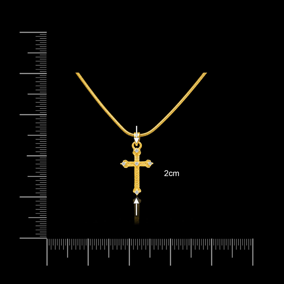 CZ Rope Edge Cross Pendant with Chain Gold Layered