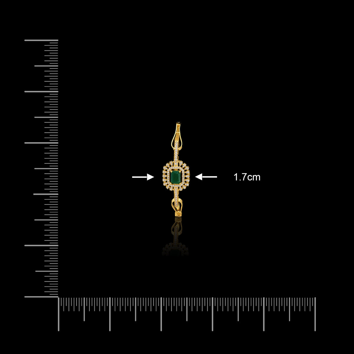 Emerald Colour CZ Halo Solitaire Openable Bracelet Gold Layered