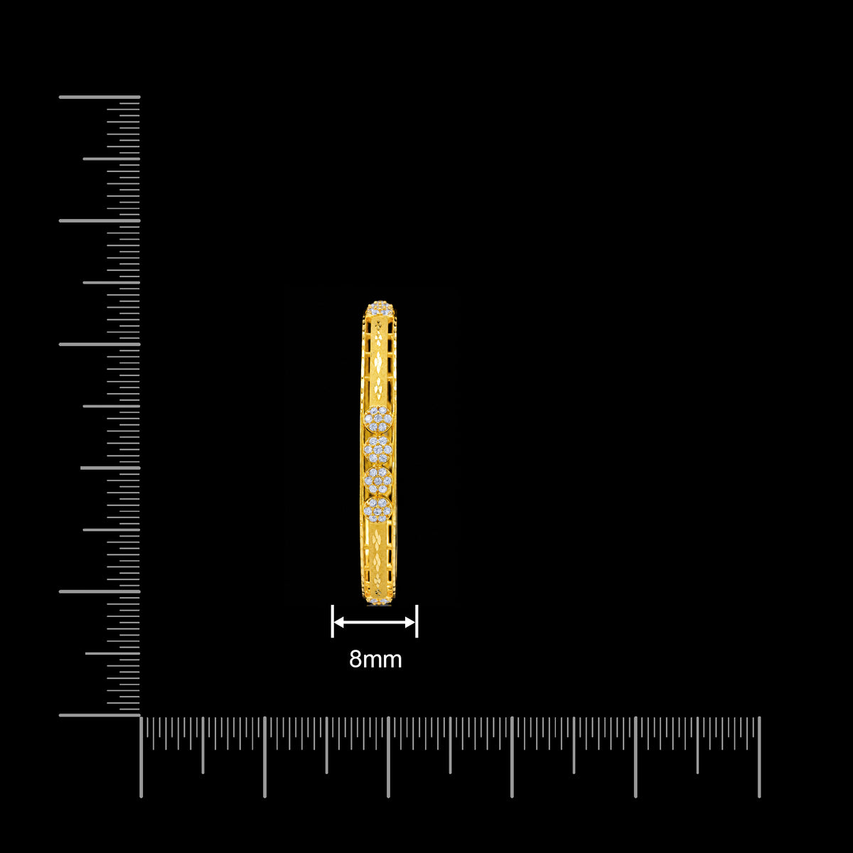 CZ Lattice Disc Cluster Stone Bangle Gold Layered