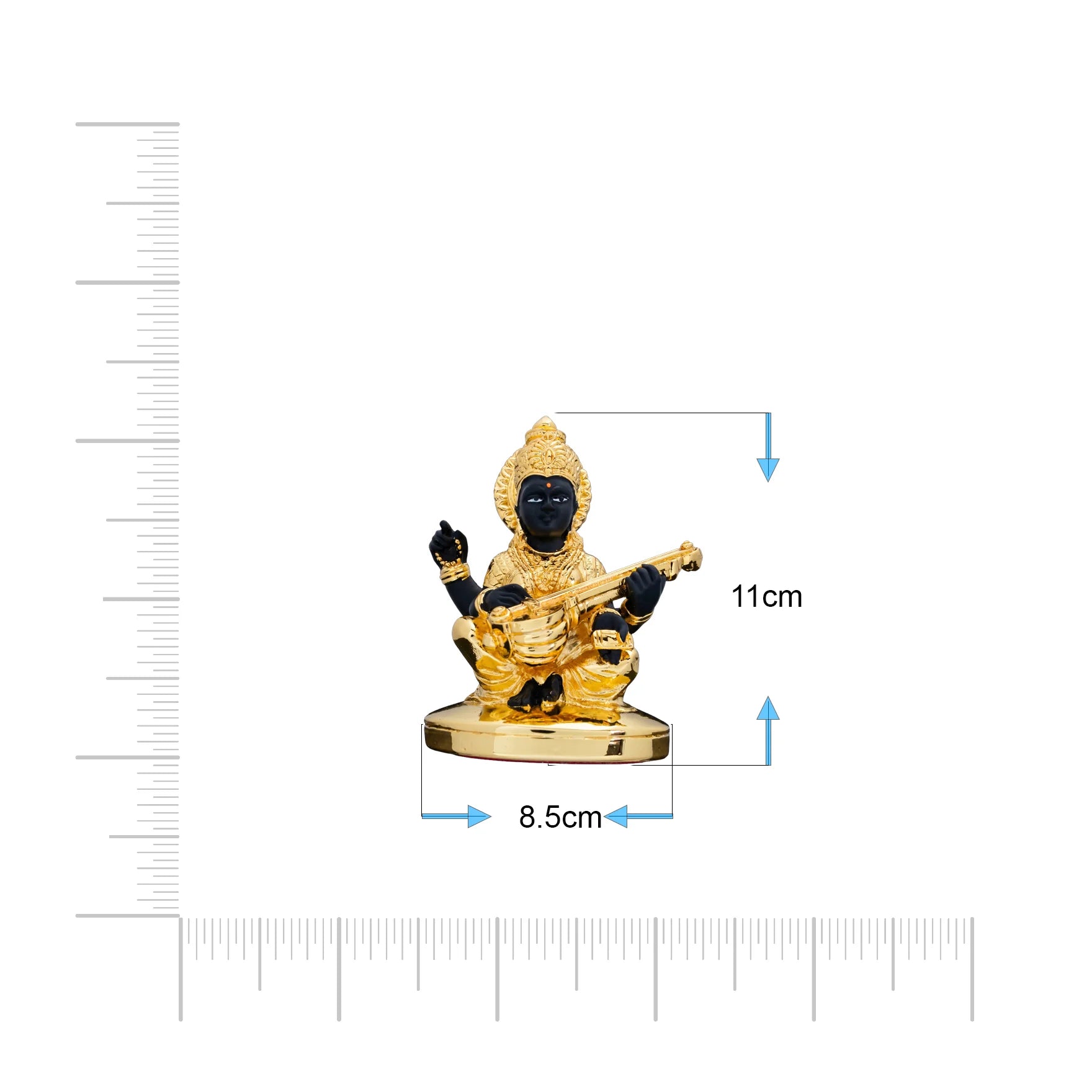 Goddess Saraswati Idol – Black & Gold Veena Sculpture PIDRBSA9-053