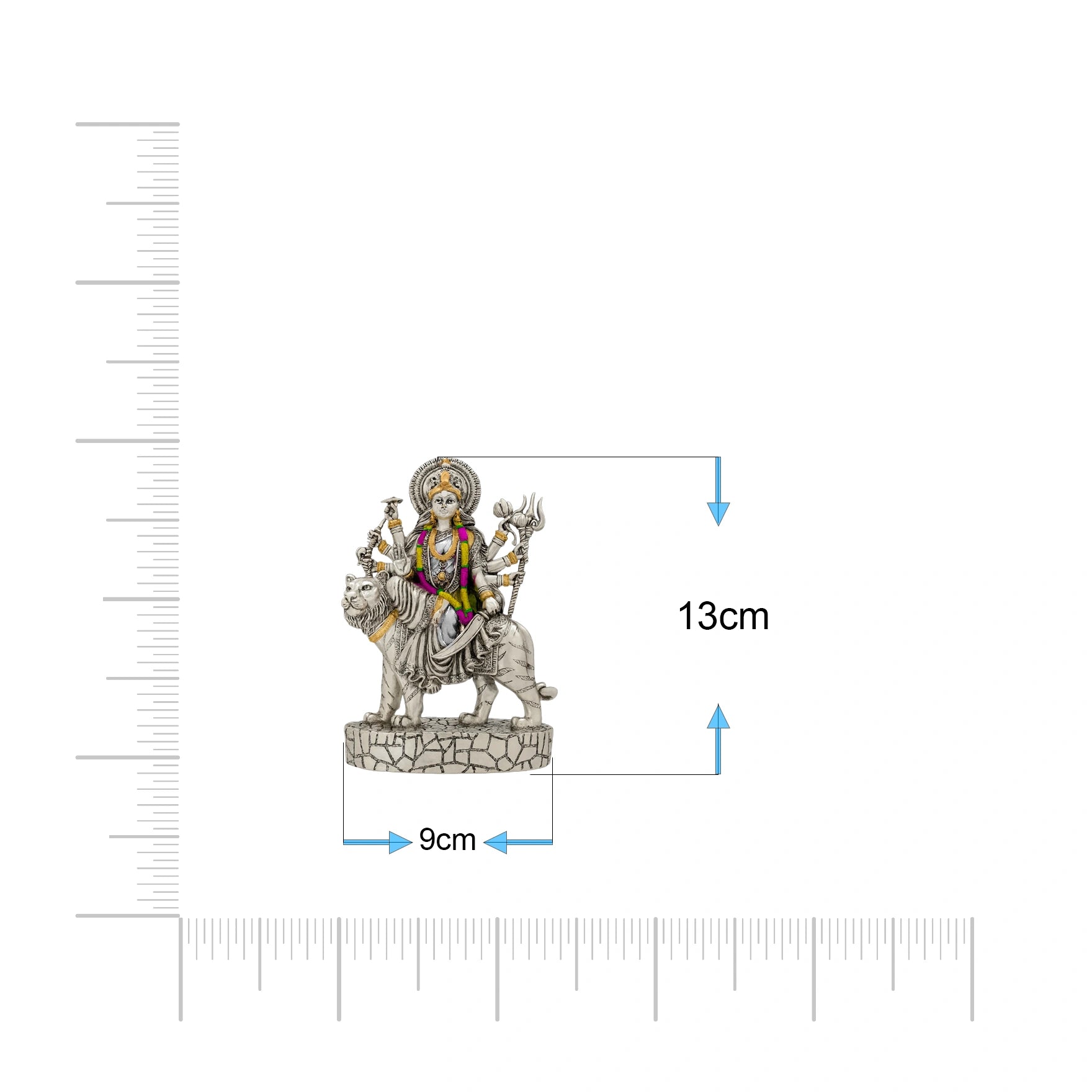 Goddess Durga Figurine on Tiger Base PIDRSDU2-008