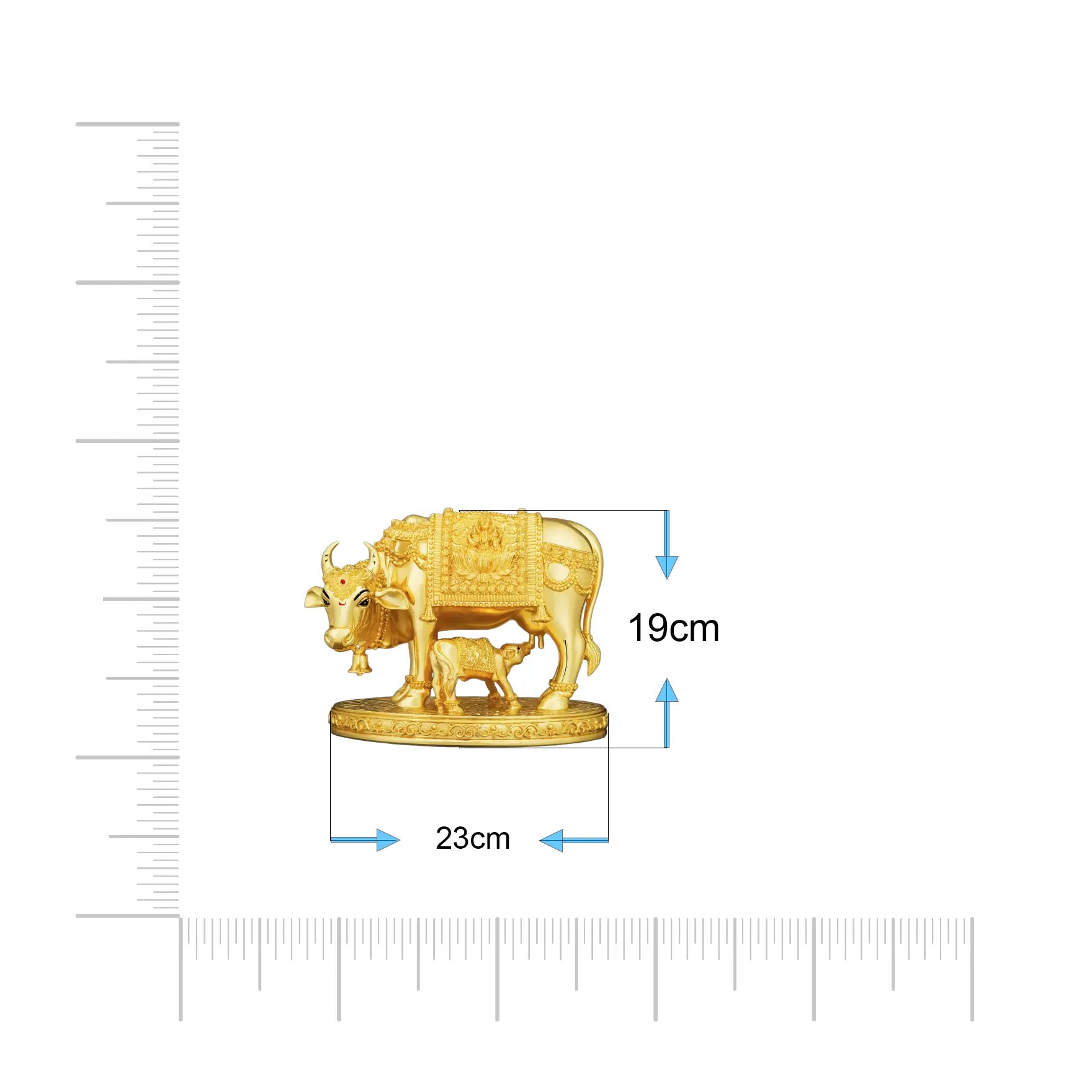 Sacred Cow & Calf Idol – Golden Ornate Sculpture of Prosperity PIDRGCC10-0052