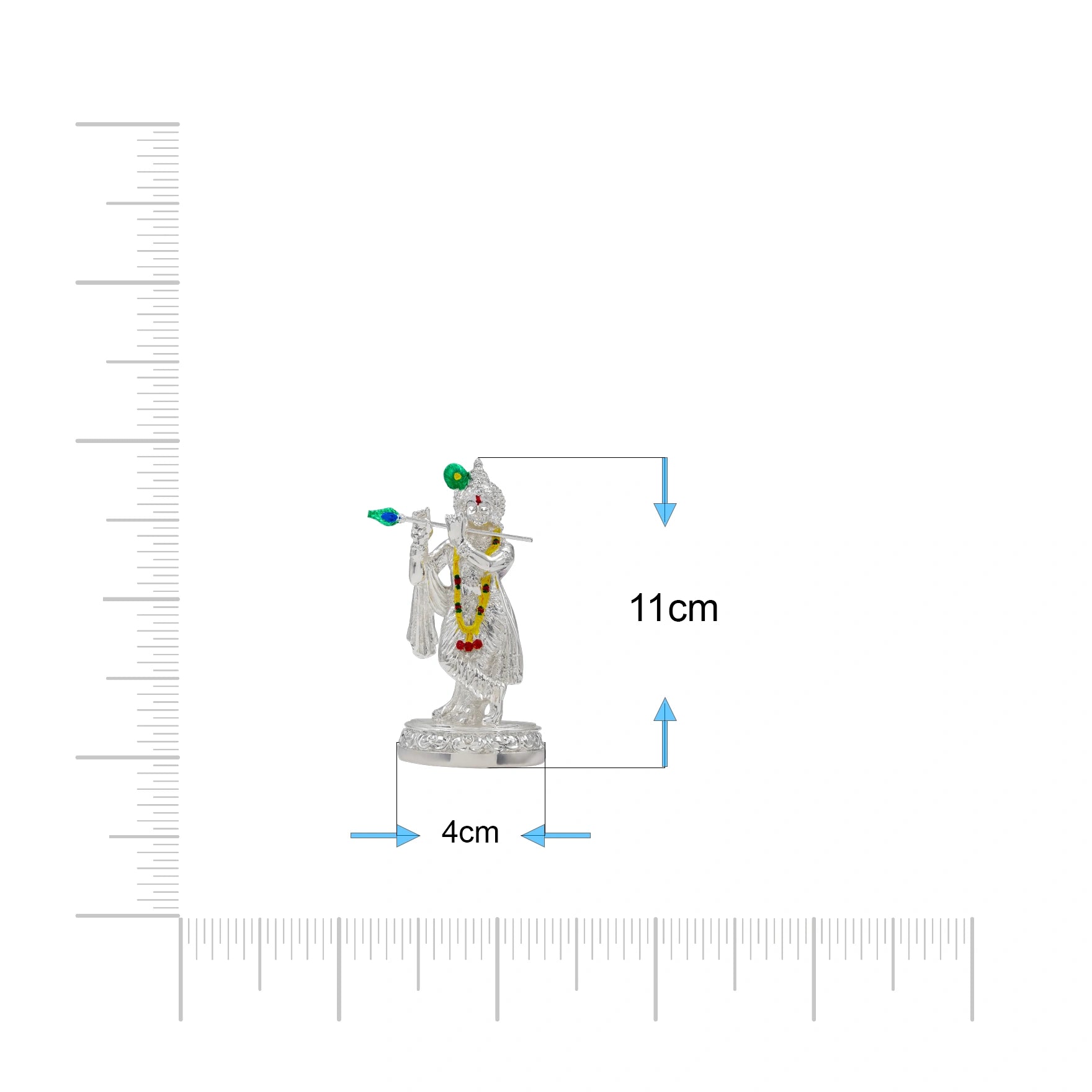 Decorative Silver Krishna Statue Playing Flute PIDRSKR3-003