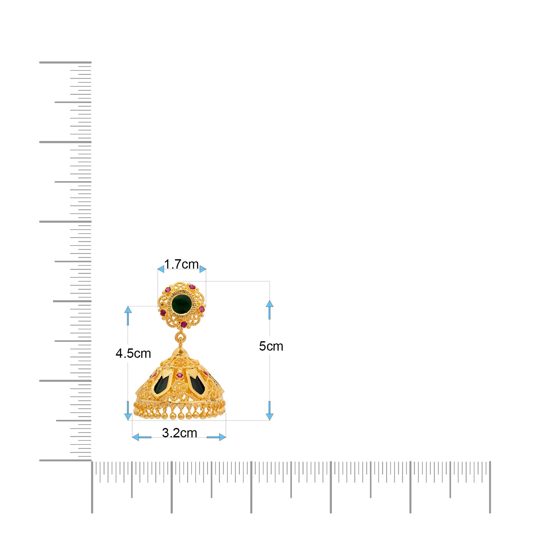 Gold Plated Stone Jimika Earrings For Women | Parakkat Jewels