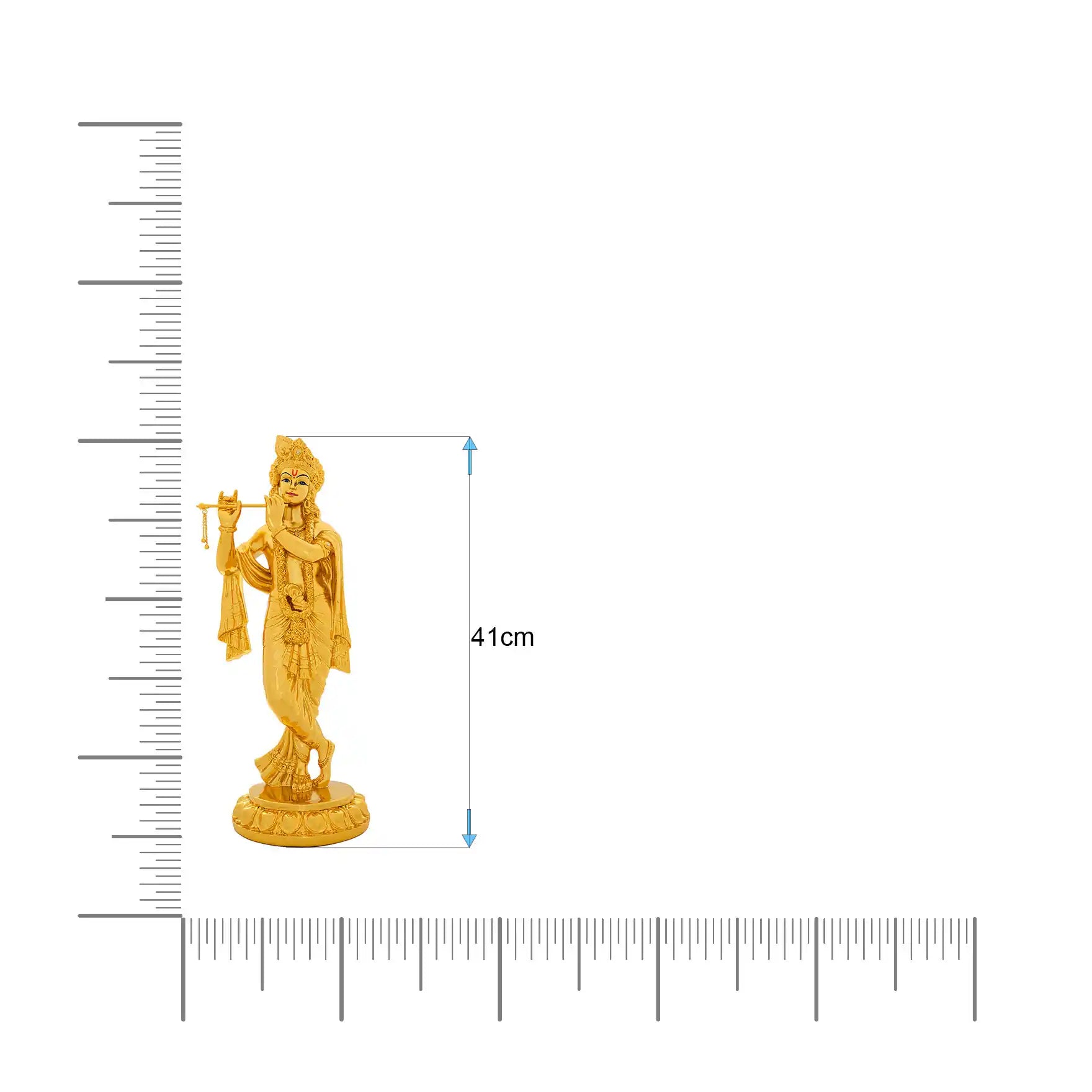 Lord Krishna Idol – Traditional Hindu Deity Sculpture – Krishna (Flute Playing Pose) Mandir Decor – Home & Puja Gift | PIDRGKR13-0062