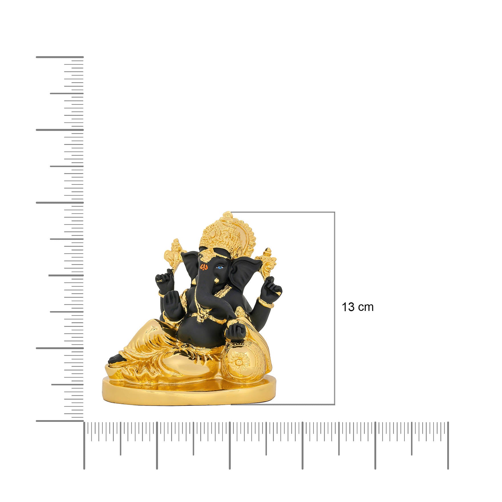 Lord Ganesha Idol – Gold Layered Reclining Ganapati Figurine with Black Finish – Hindu Spiritual Statue – Pooja & Home Décor | PIDRBG55-008