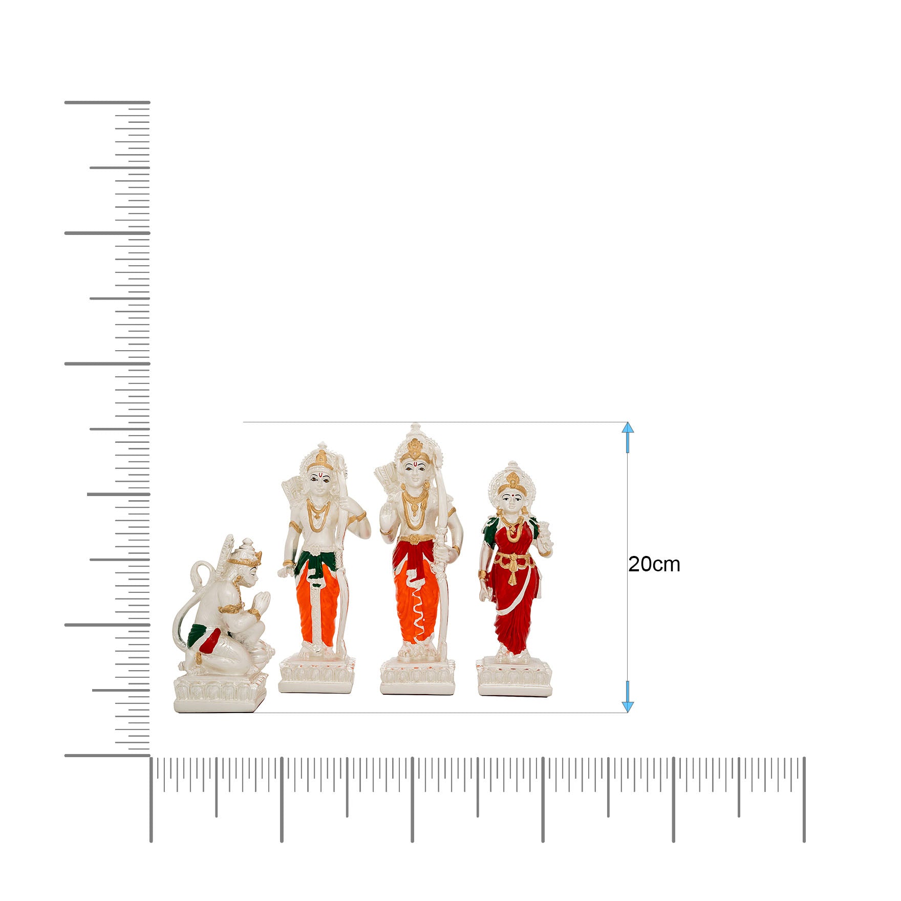 Ram Darbar Idol Set – White Finish Detachable Figurines with Color Accents – Lord Ram, Sita, Lakshman & Hanuman – Pooja & Home Décor | PIDRSRLSH3-0031