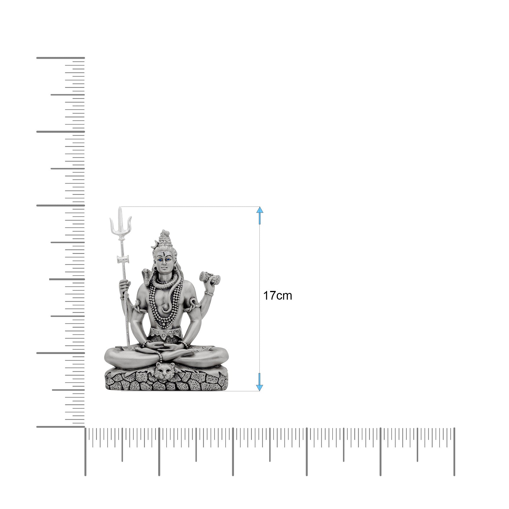 Lord Shiva Idol – Antique Silver Layered Figurine – Mahadev Murti in Meditation Pose – Hindu Spiritual Statue – Pooja & Home Décor | PIDRSSI1-006