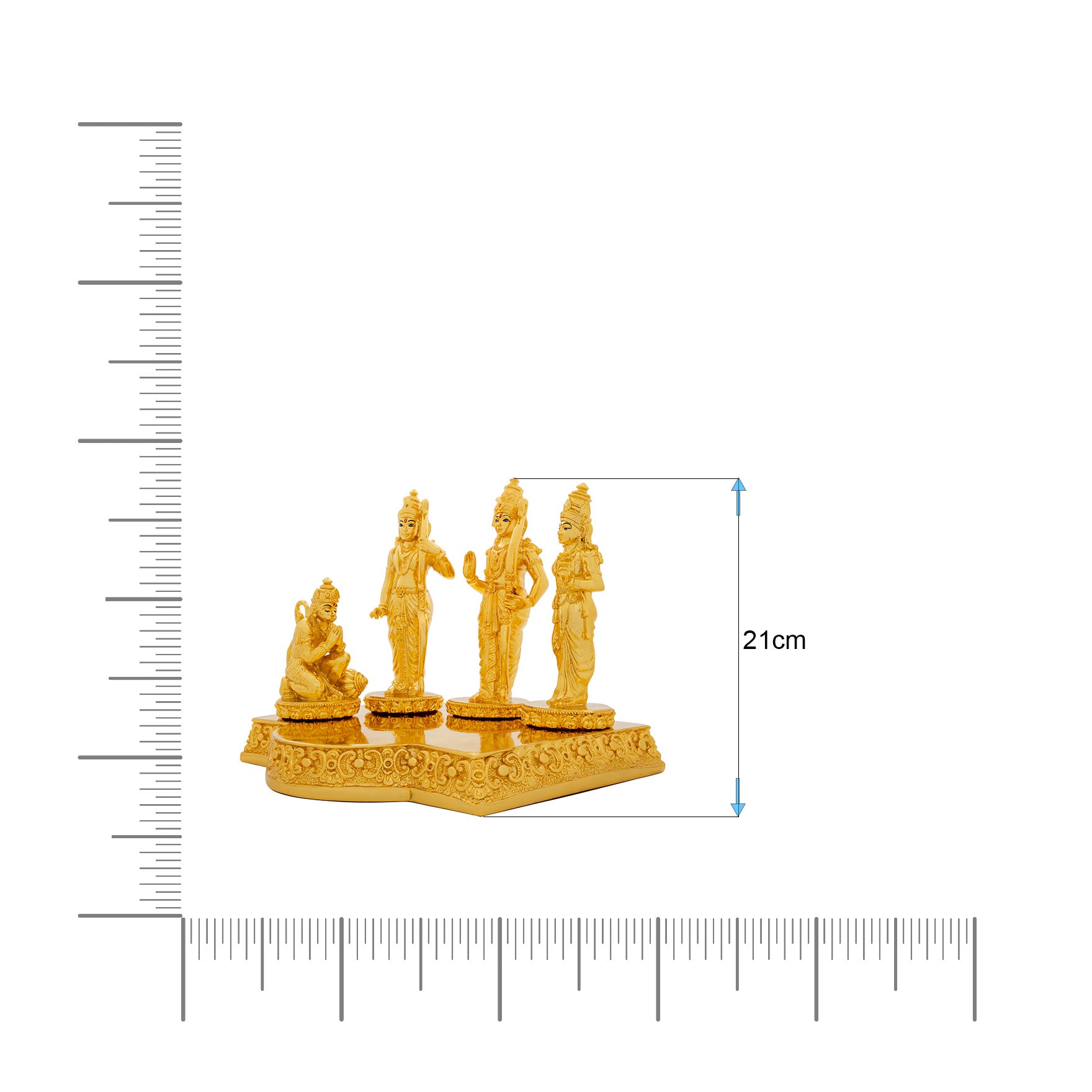 Ram Darbar Idol Set – Gold Layered Figurines of Lord Ram, Sita, Lakshman & Hanuman – Hindu Spiritual Statue – Pooja & Home Décor | PIDRGRLSH1-0002