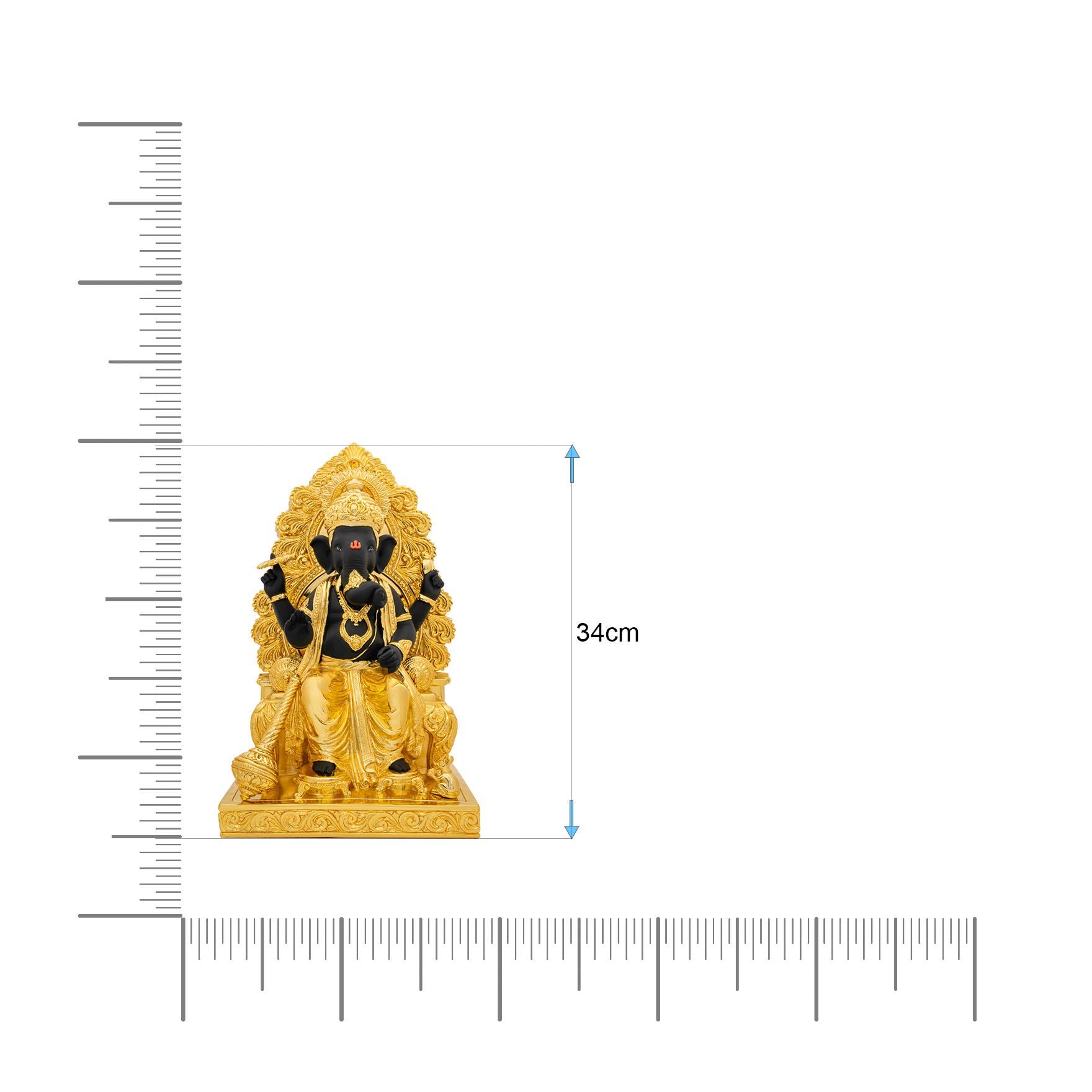 Lord Ganesha Idol – Gold Layered Figurine on Throne with Black Finish – Ganapati Murti (Hindu Spiritual Statue) – Pooja & Home Décor | PIDRBG65-0005