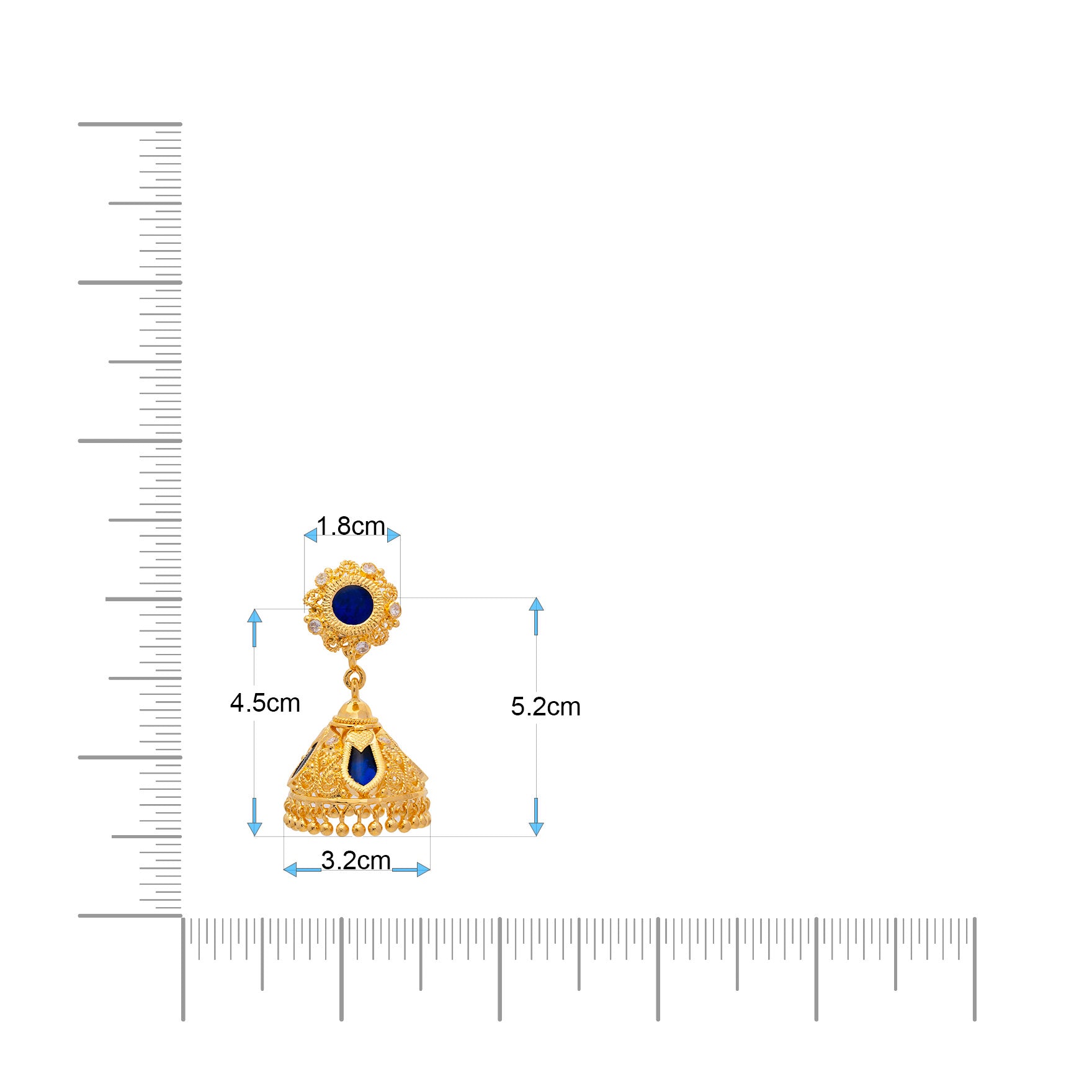 Get Blue Jimika Gold Plated Earrings | Parakkat Jewels