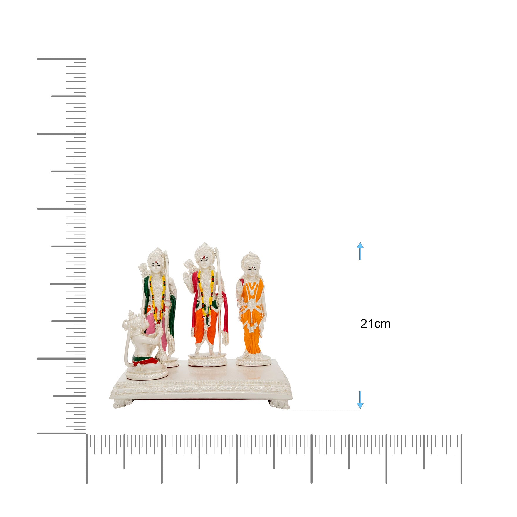 Ram Darbar Idol Set – White Finish Figurines on Base – Lord Ram, Sita, Lakshman & Hanuman – Pooja & Home Décor | PIDRSRLSH2-0061