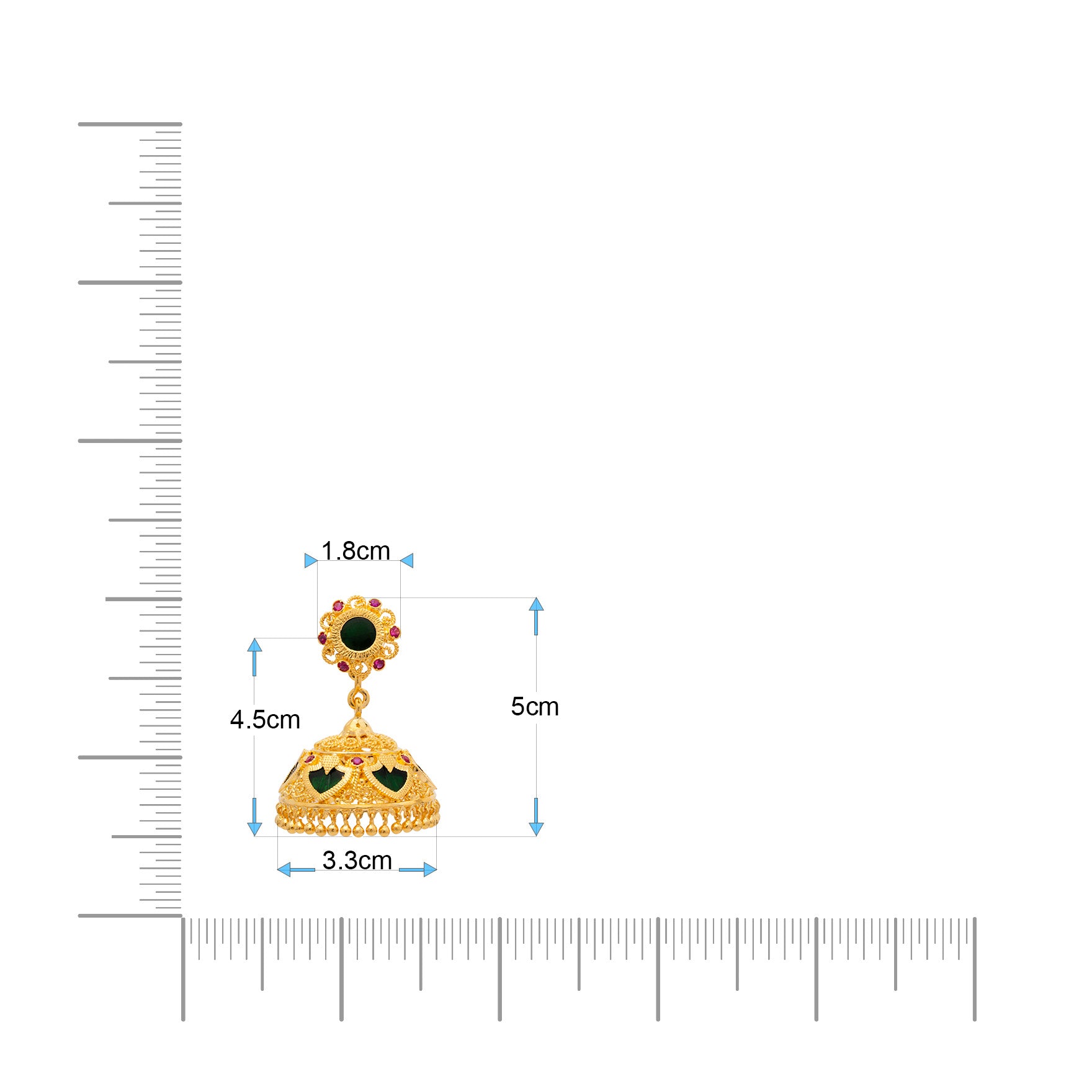 Buy Elegant Stylish Gold Plated Green Jhimika Studs | Parakkat Jewels