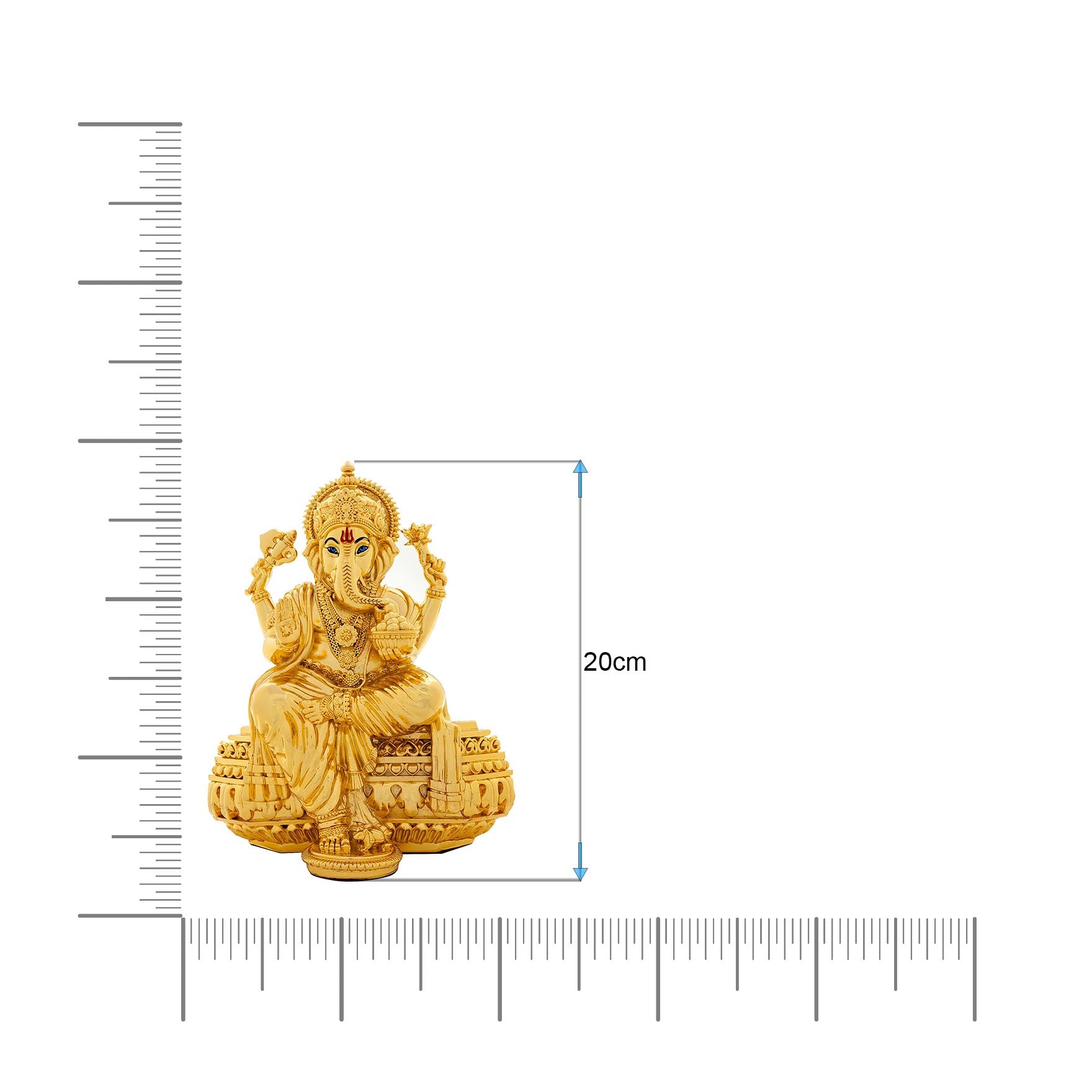 Lord Ganesha Idol – Gold Layered Figurine on Lotus – Ganapati Murti (Hindu Spiritual Statue) – Pooja & Home Décor | PIDRGG61-0081