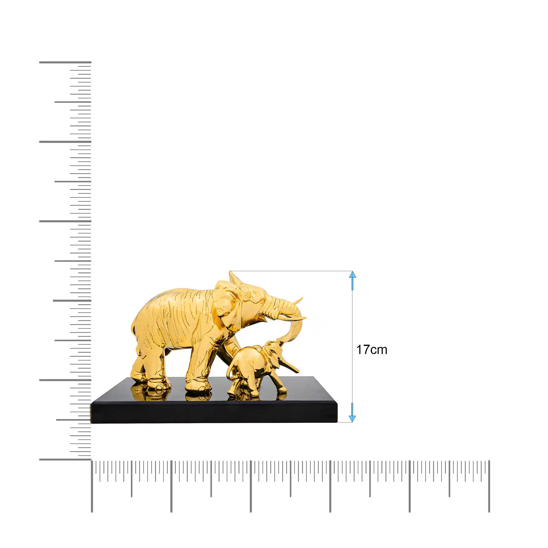 Elephant Figurine – Gold Layered Animal Showpiece with Calf – Decorative Sculpture – Home Décor & Vastu Gift | PIDRGEL14-0041