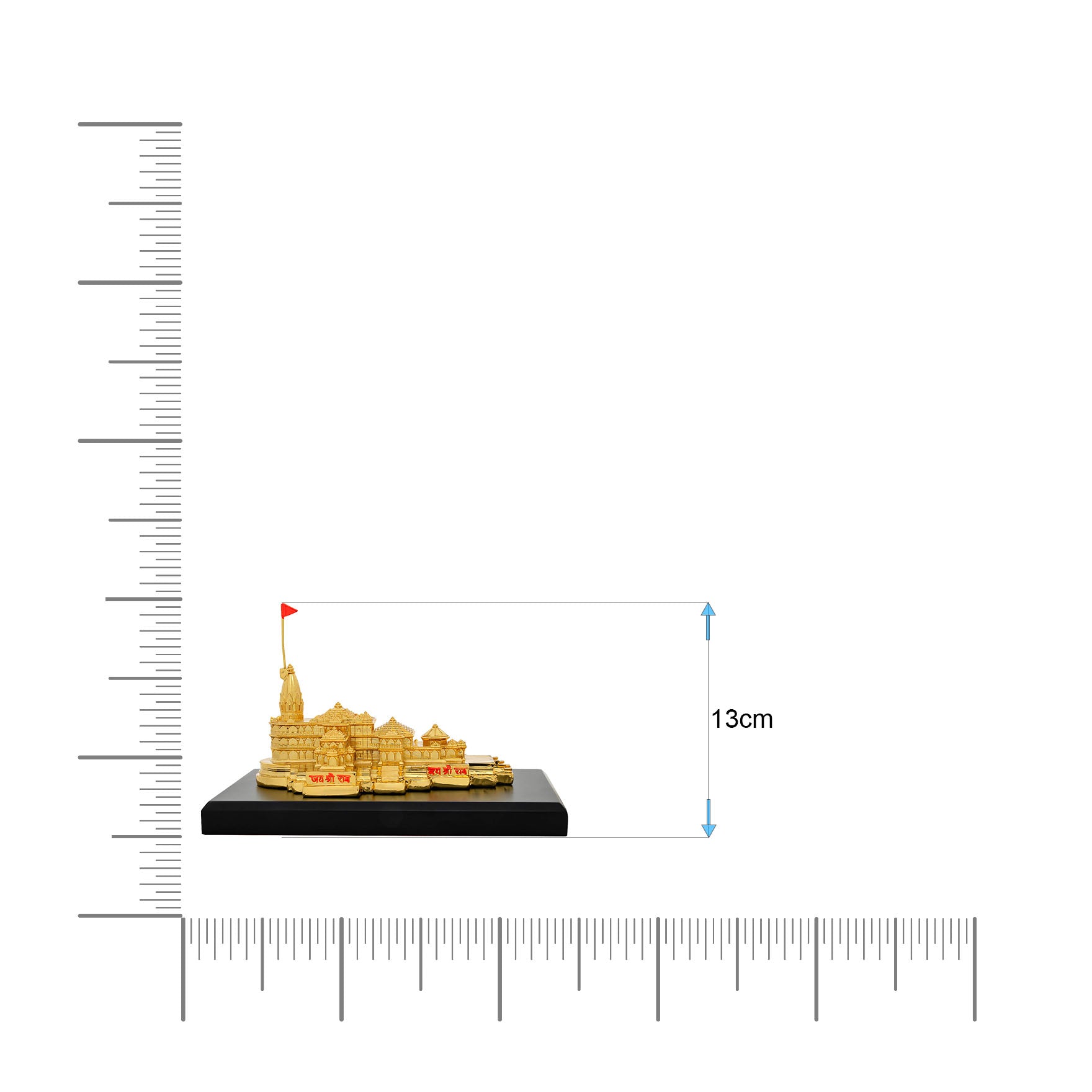 Ayodhya Ram Mandir Model – Gold Layered Temple Replica with Flag – Spiritual Showpiece – Home & Office Décor | PIDRGADT4-006