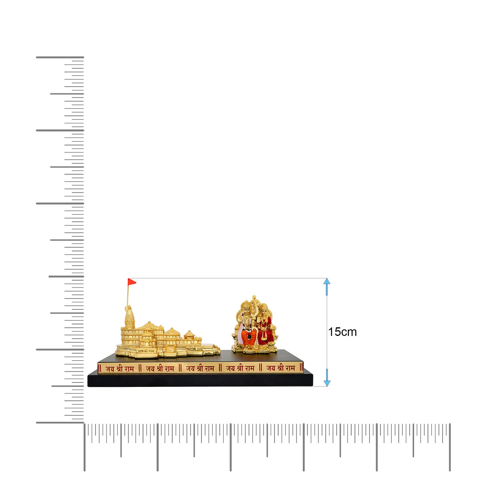 Ayodhya Ram Mandir with Ram Darbar Idol – Gold Layered Figurine on Base – Spiritual Showpiece – Pooja & Home Décor | PIDRGADT3-0031