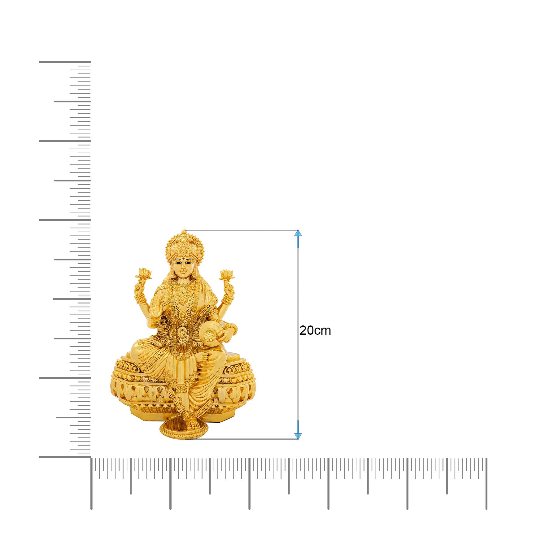 Goddess Lakshmi Idol – Gold Layered Figurine on Lotus – Laxmi Mata Murti (Hindu Spiritual Statue) – Pooja & Home Décor | PIDRGL15-0081