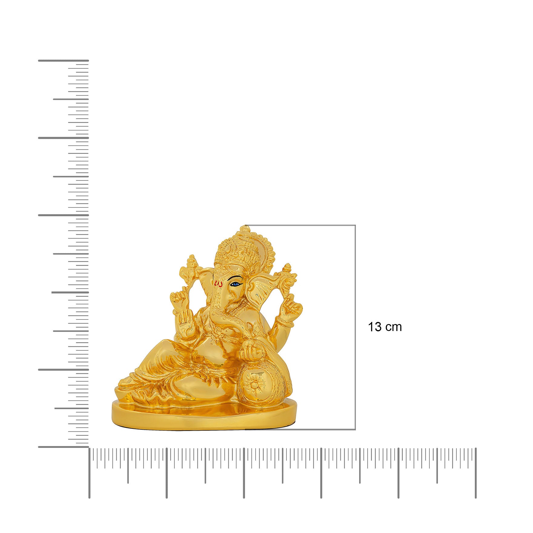 Lord Ganesha Idol – Gold Layered Reclining Ganapati Figurine – Hindu Spiritual Statue – Pooja & Home Décor | PIDRGG54-008
