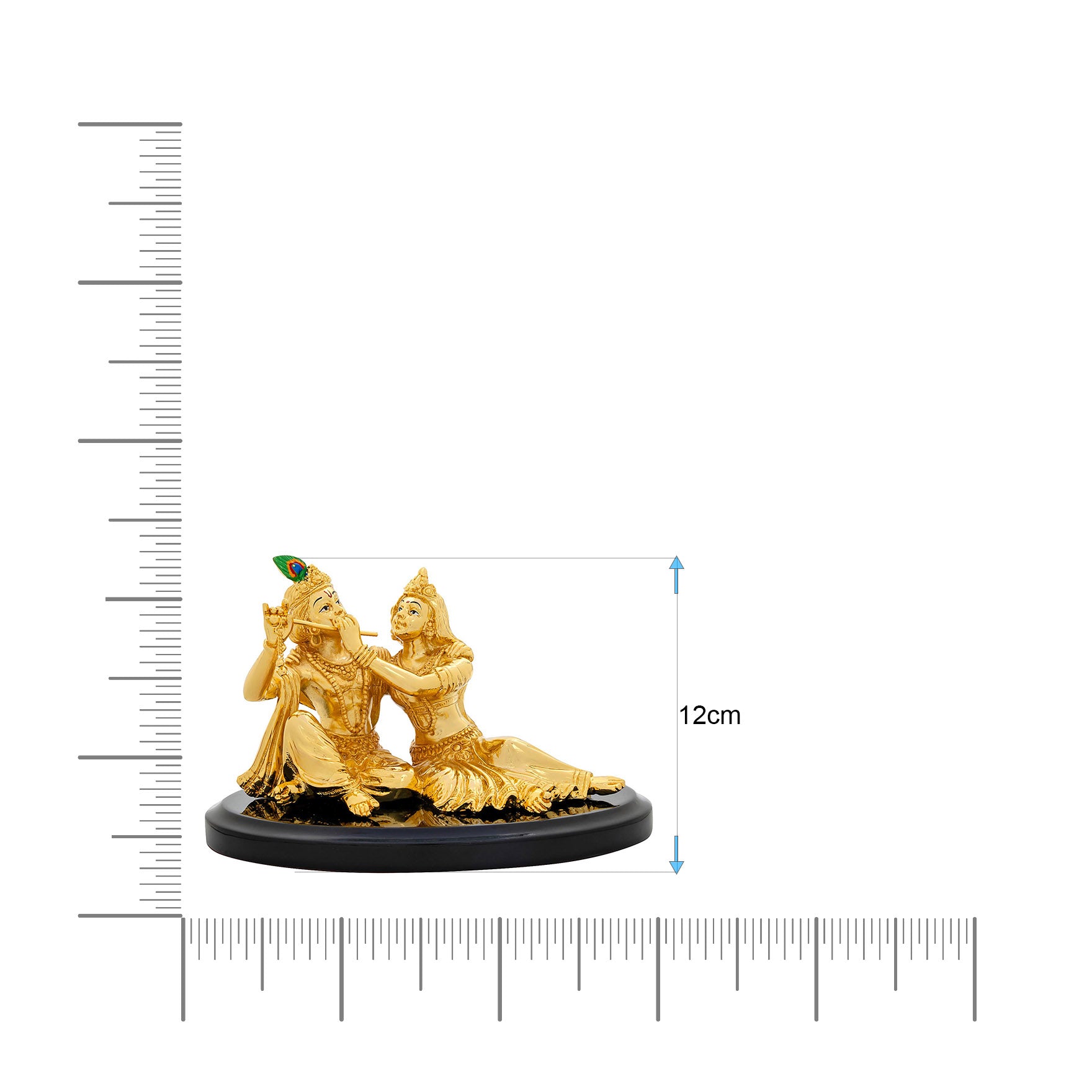 Radha Krishna Idol – Gold Layered Figurine Sitting Together on Base – Hindu Spiritual Statue – Pooja & Home Décor | PIDRGRK5-0001