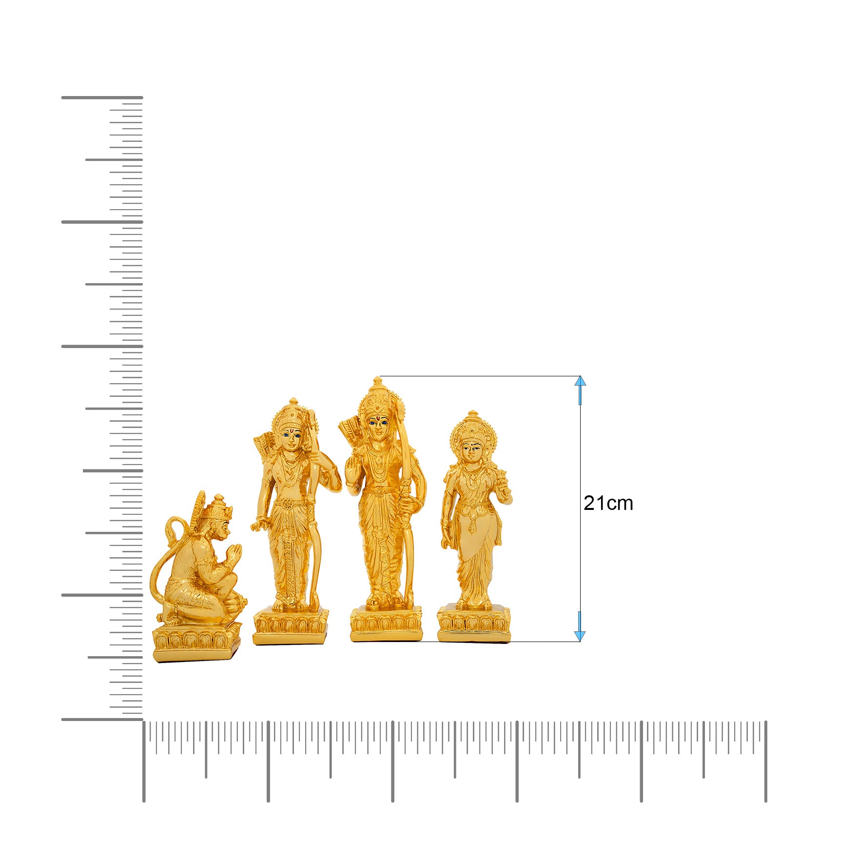 Ram Darbar Idol Set – Gold Layered Detachable Figurines of Lord Ram, Sita, Lakshman & Hanuman – Pooja & Home Décor | PIDRGRLSH3-0081