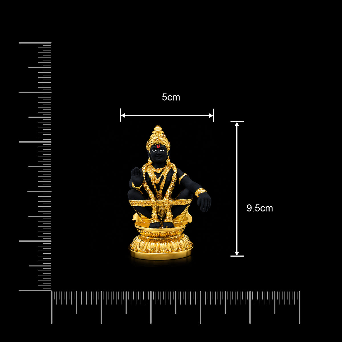 Black Gold Blessing Ayyappa Seated Resin Idol