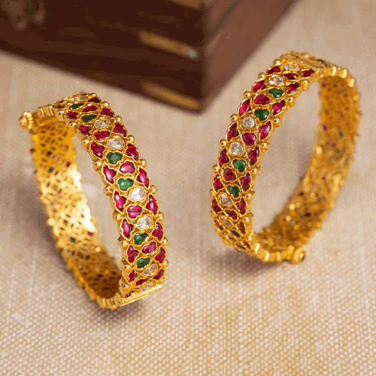 Stone Bangle PSGRBSR2WRG-007 - Parakkat Jewels