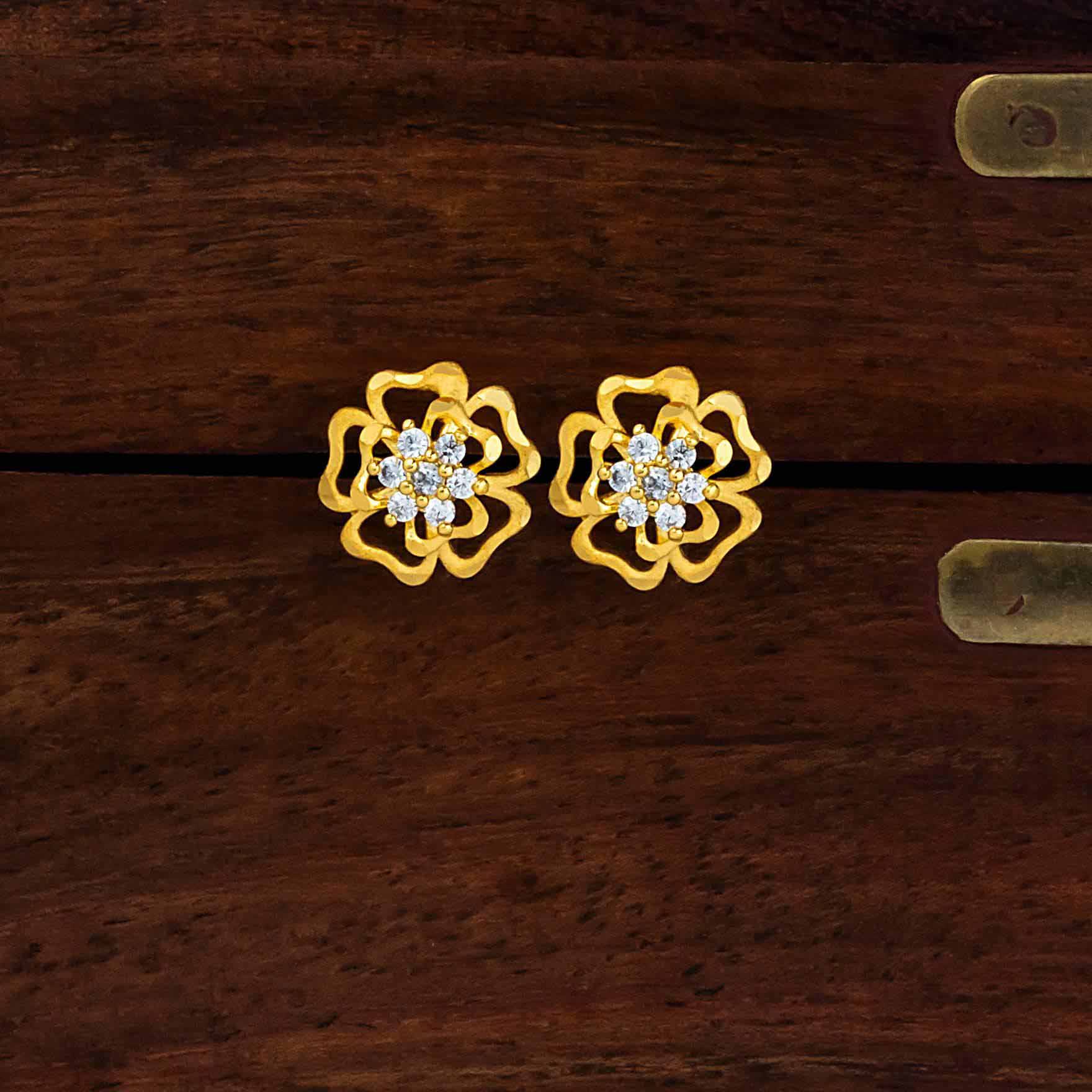 Latest Flower Shaped Gold Layered Earrings for Women