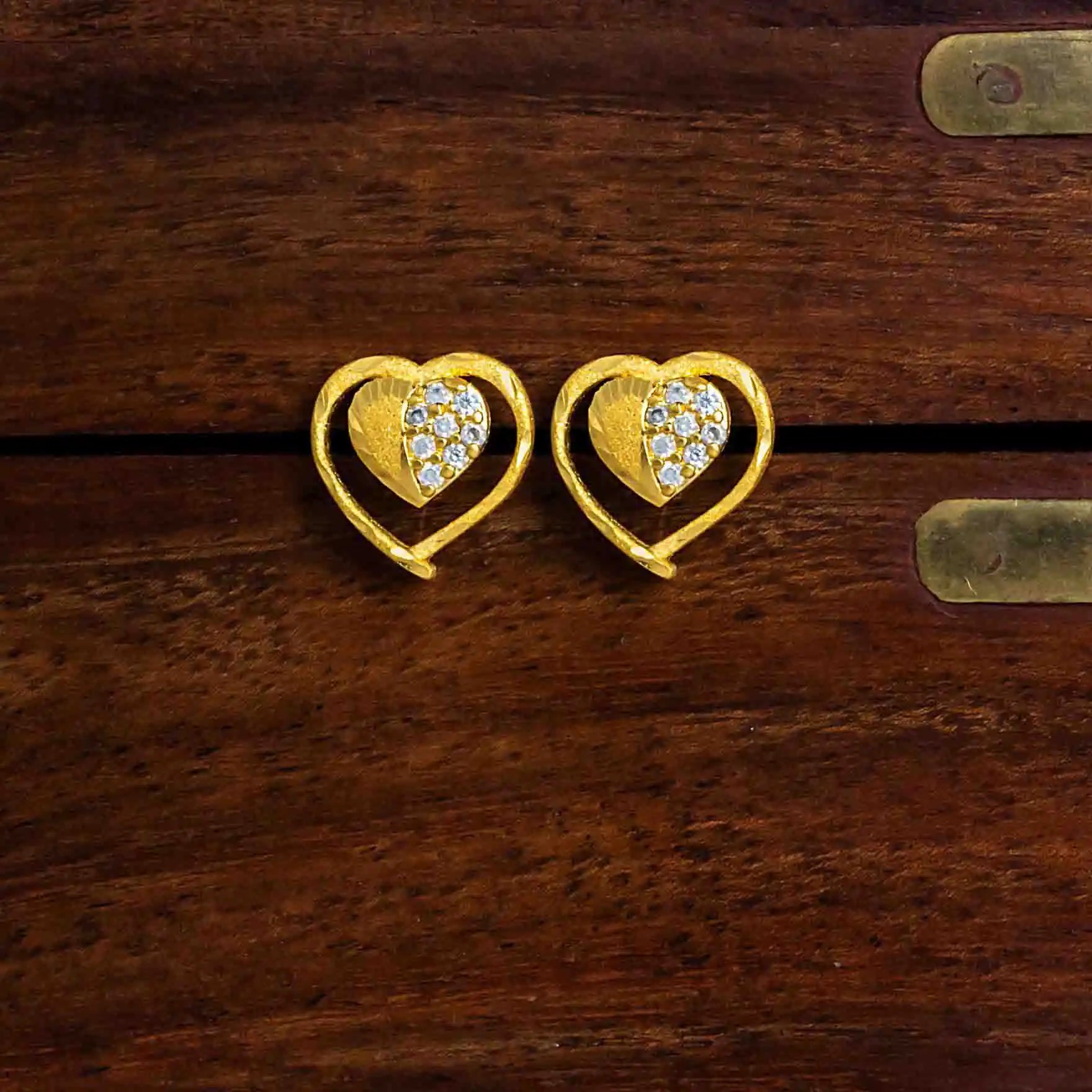 Heart Shaped Ad Stone Earrings at Parakkat Jewels