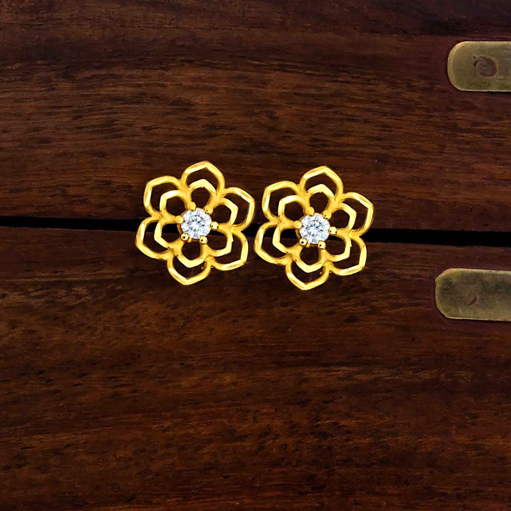Beautiful Flower Shaped Gold Layered Studs Online